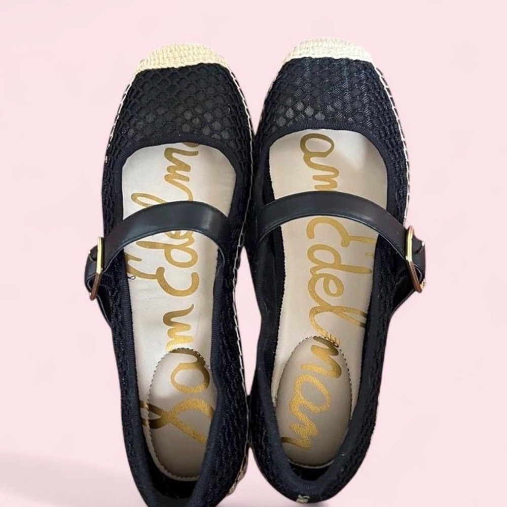 Black Mary Jane Espadrille Flats with Straw Toe